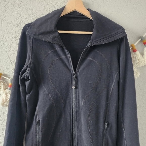 Lululemon In Stride Black Longline Cowl Neck Zip Jacket Luon Casual Yoga Gym 6 - Picture 4 of 14